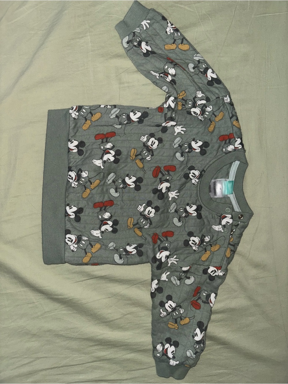 Kids Green Mickey Mouse Print Sweatshirt